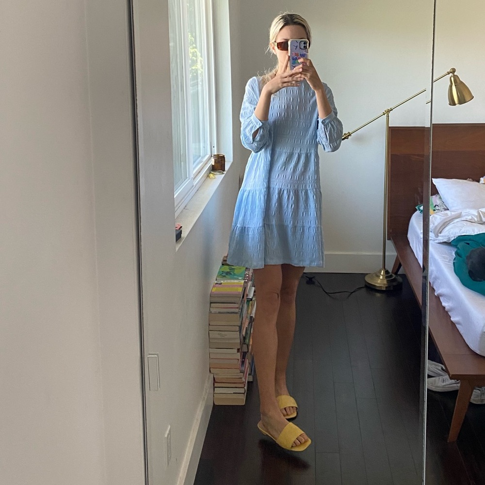 MONKI light blue tiered mini dress XS